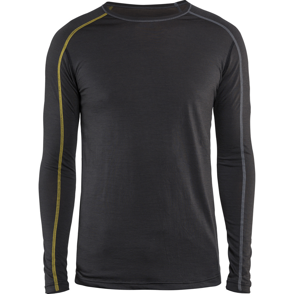 Blaklader XLIGHT Merino Wool Undershirt, Dark Grey/Yellow
