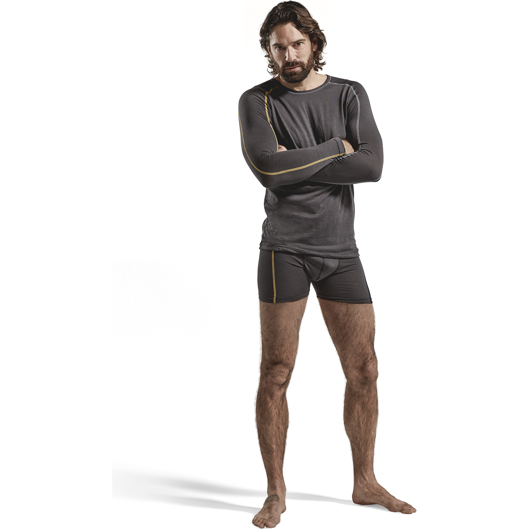 Blaklader XLIGHT Merino Wool Undershirt, Dark Grey/Yellow (5)