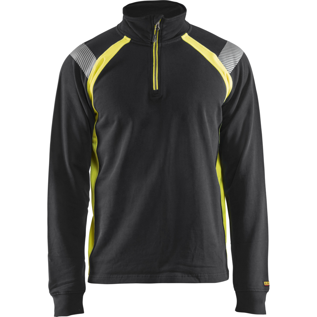 Blaklader Half-Zip Sweatshirt, Black/Yellow