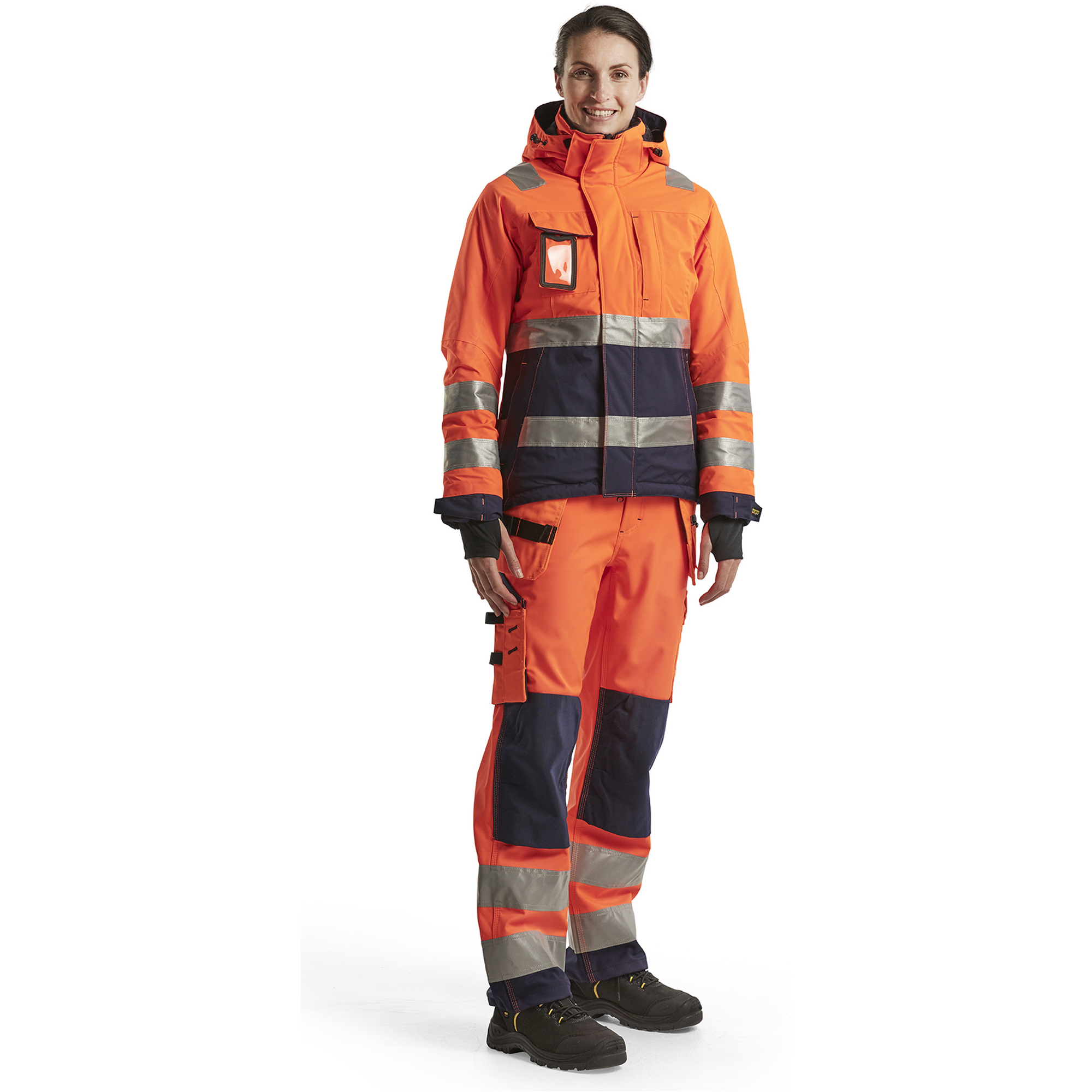 Blaklader High Vis Ladies Winter Jacket, Orange/Navy Blue (5)