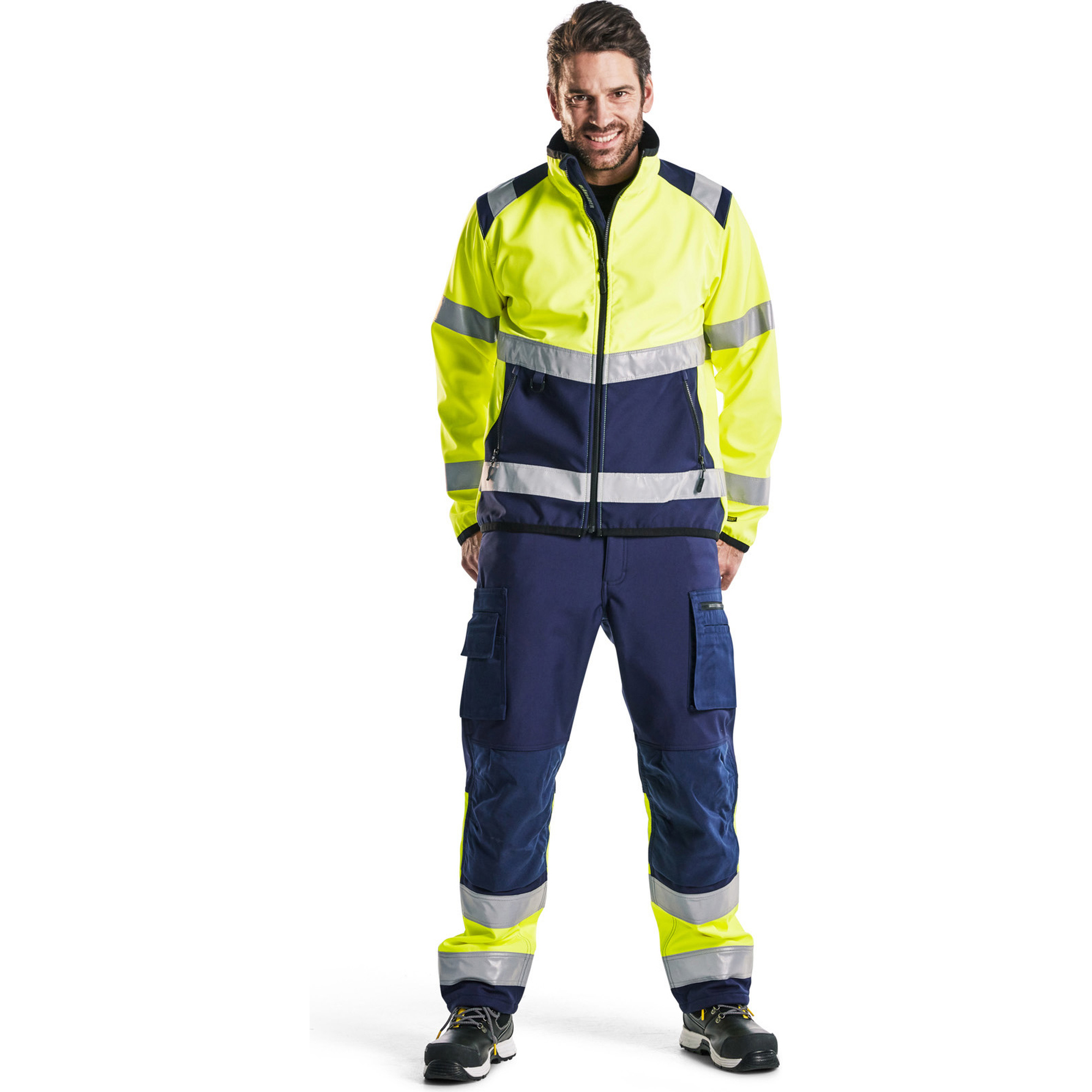 Blaklader High Vis Softshell Jacket, Yellow/Navy Blue (5)