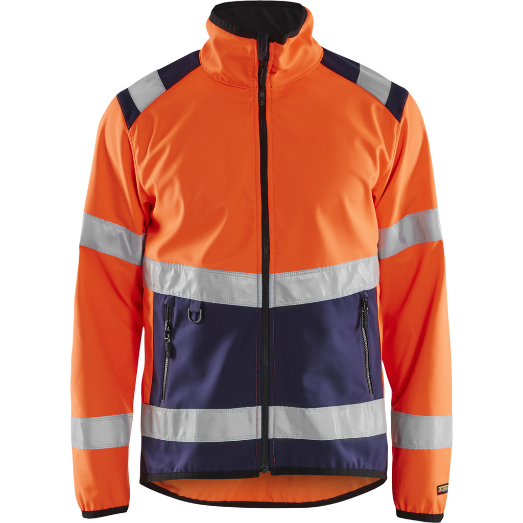 Blaklader High Vis Softshell Jacket, Orange/Navy Blue