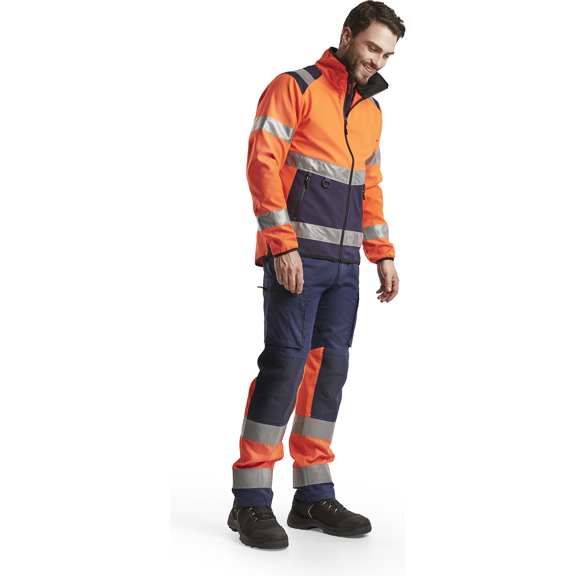 Blaklader High Vis Softshell Jacket, Orange/Navy Blue (5)