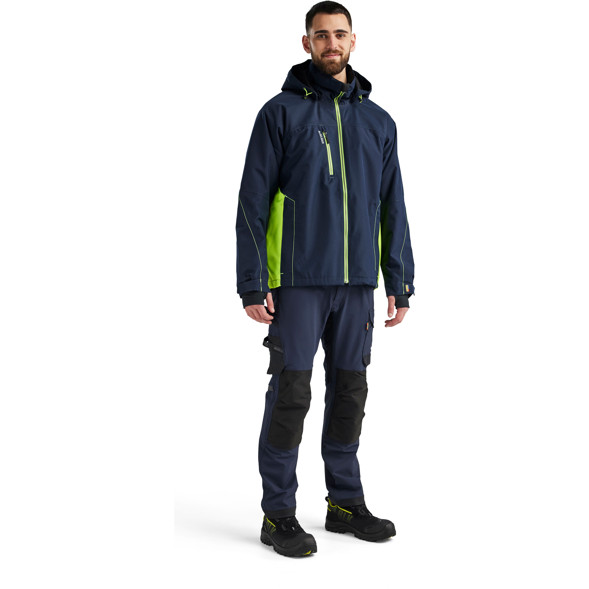 Blaklader Lined Lightweight Winter Jacket, Dark Navy/Yellow (5)