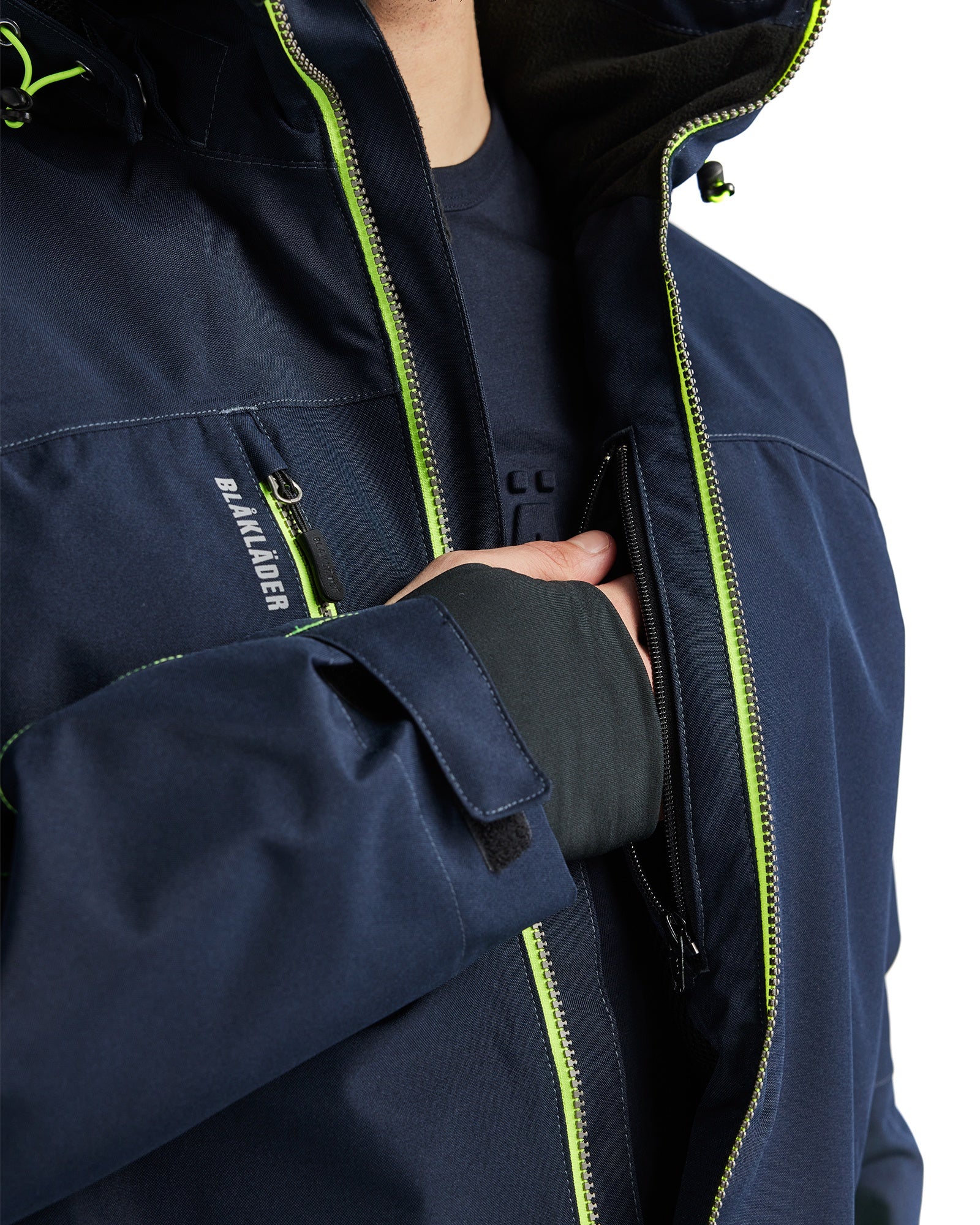 Blaklader Lined Lightweight Winter Jacket, Dark Navy/Yellow (6)