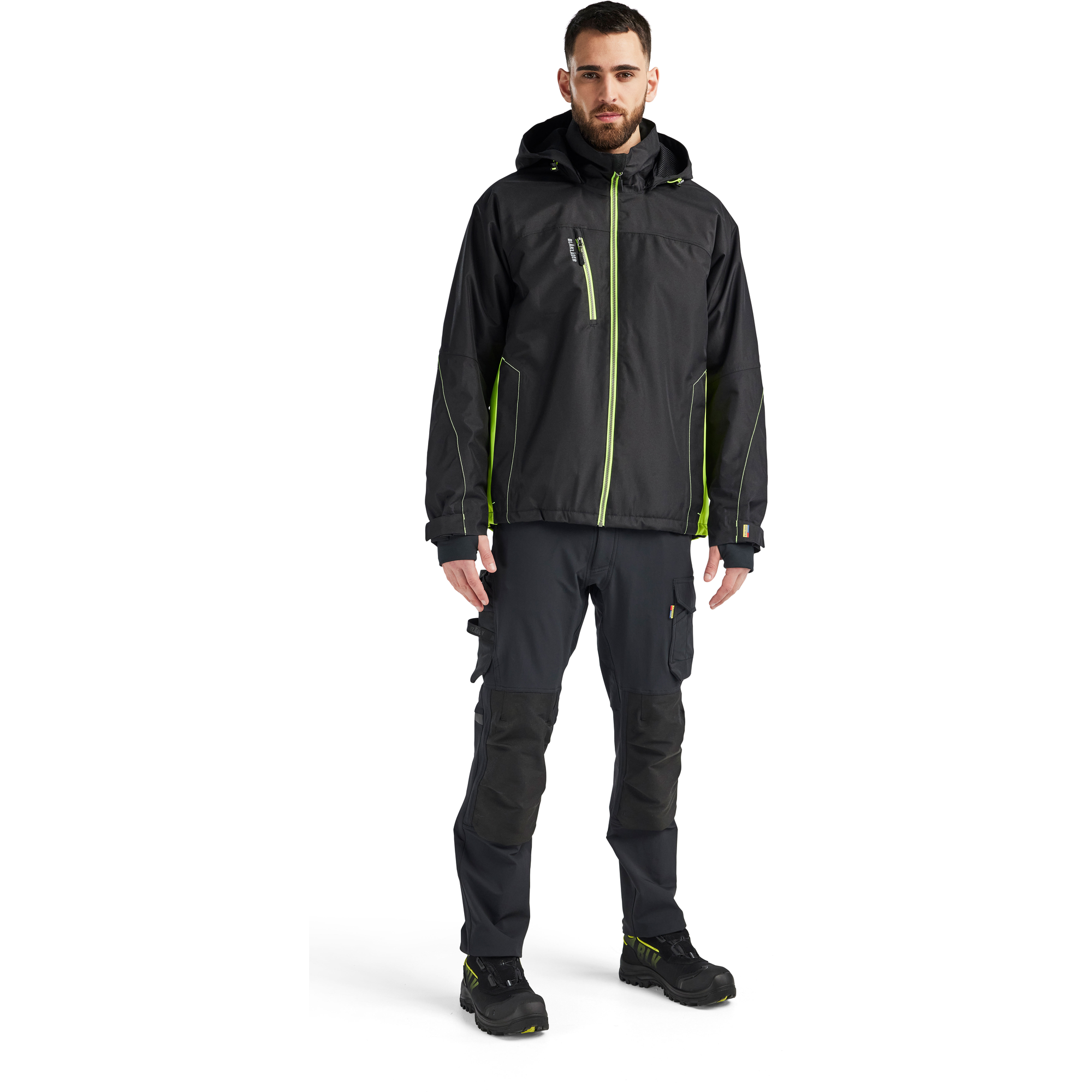 Blaklader Lined Lightweight Winter Jacket, Black/Yellow (5)