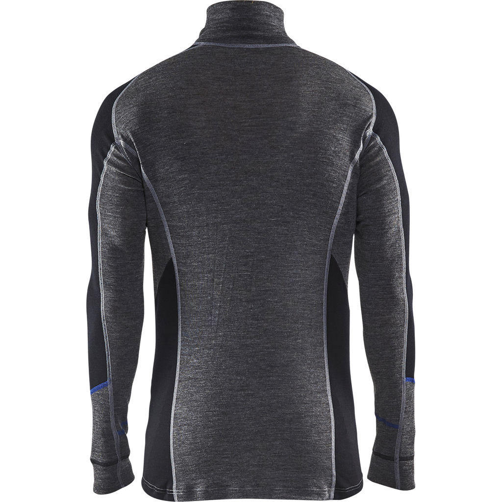 Blaklader Warm Merino Wool Zip Neck Undershirt, Medium Grey/Black (3)