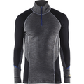 Blaklader Warm Merino Wool Zip Neck Undershirt, Medium Grey/Black