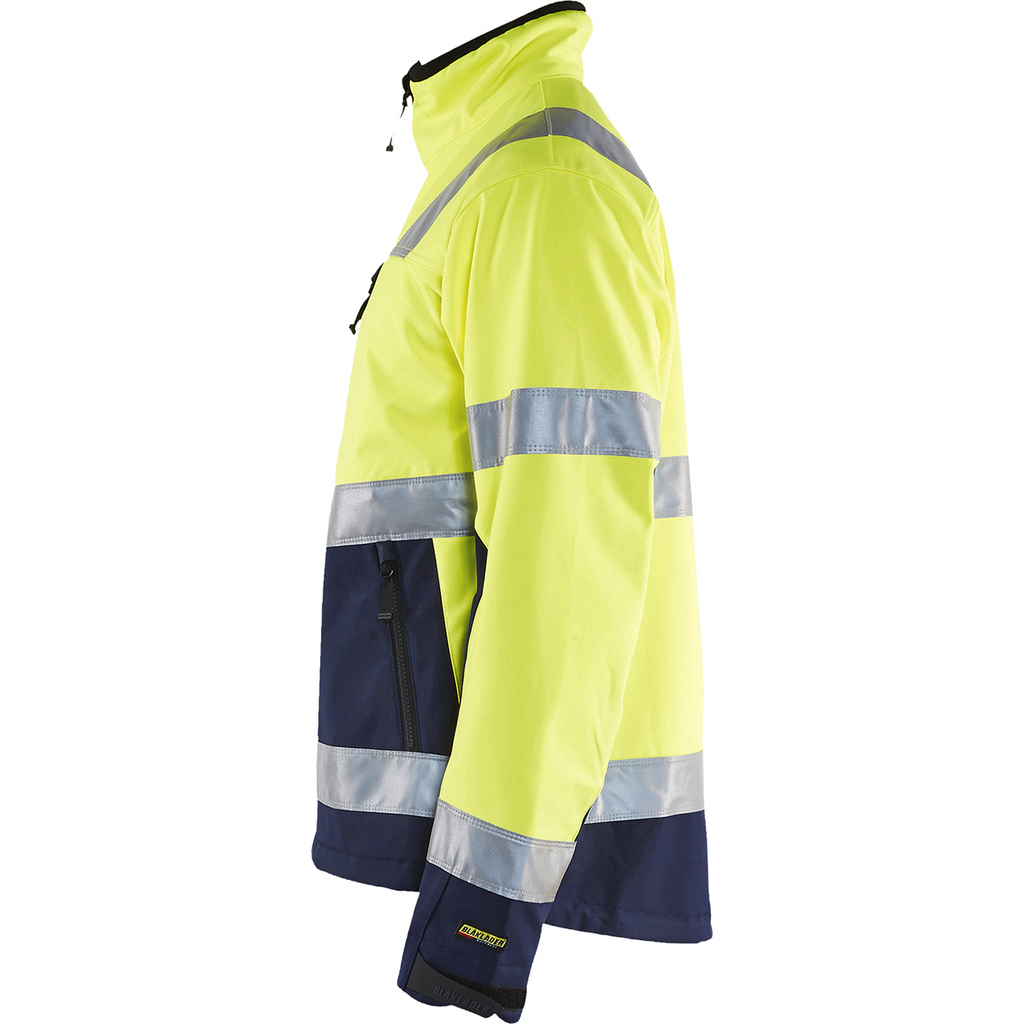 Blaklader High Vis Softshell Jacket, Yellow/Navy Blue (3)