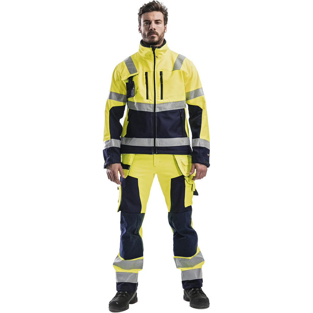 Blaklader High Vis Softshell Jacket, Yellow/Navy Blue (5)