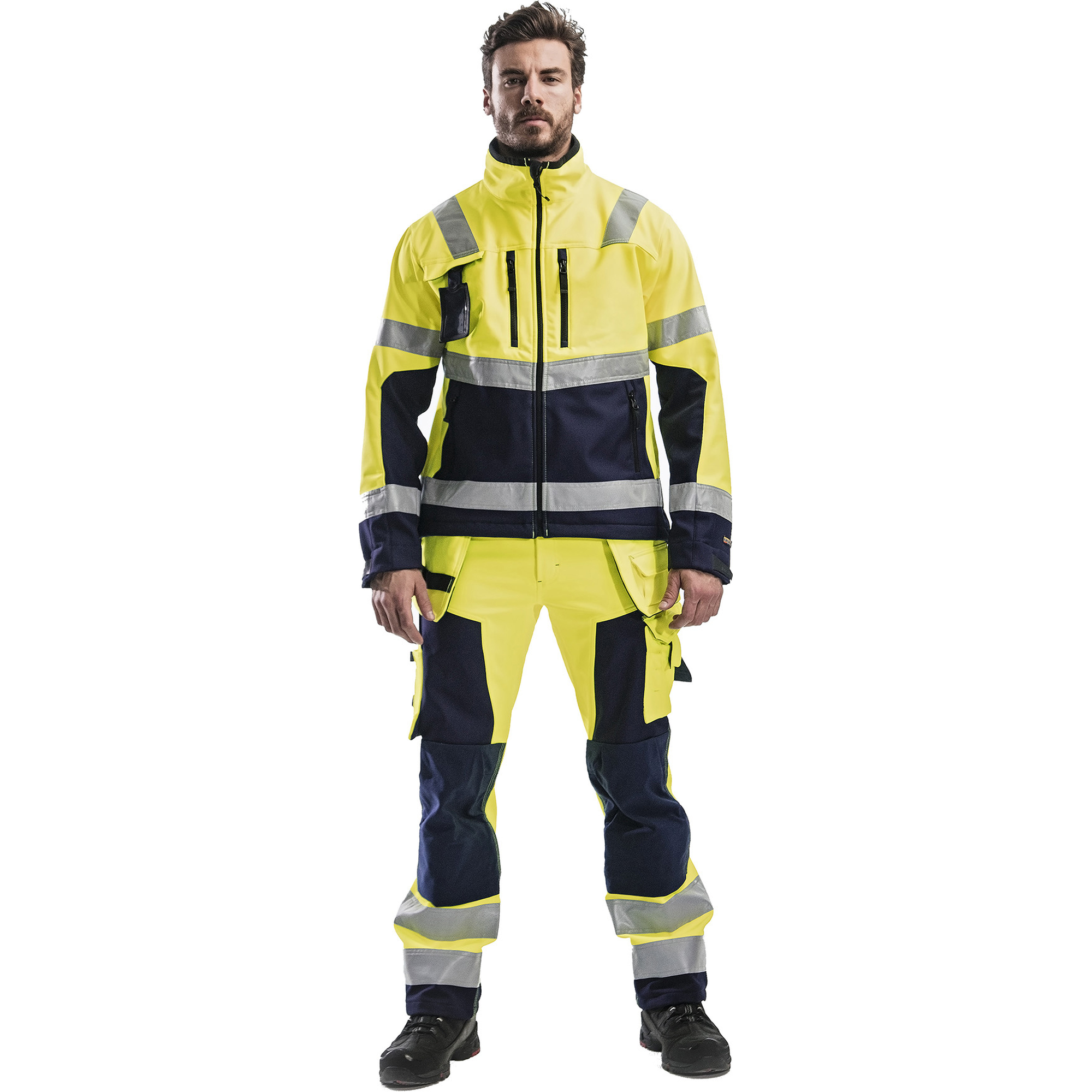 Blaklader High Vis Softshell Jacket, Yellow/Navy Blue (5)