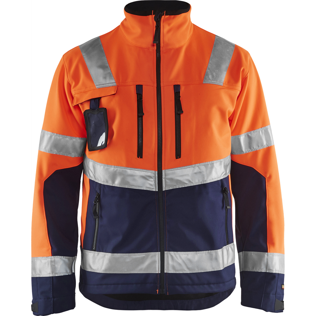 Blaklader High Vis Softshell Jacket, Orange/Navy Blue