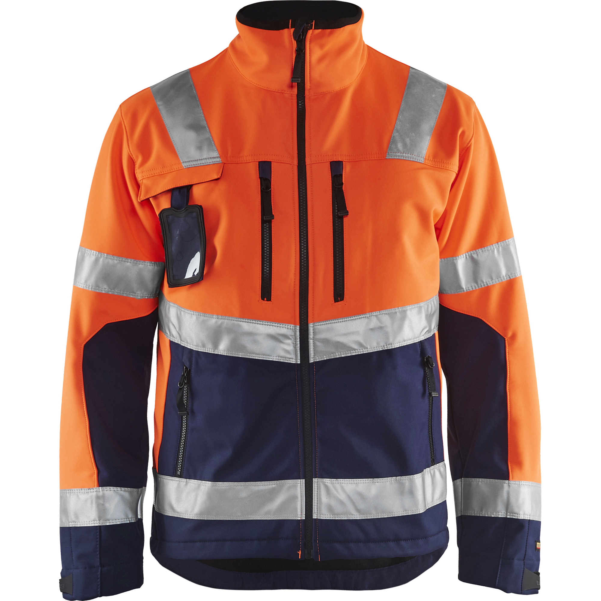 Blaklader High Vis Softshell Jacket, Orange/Navy Blue