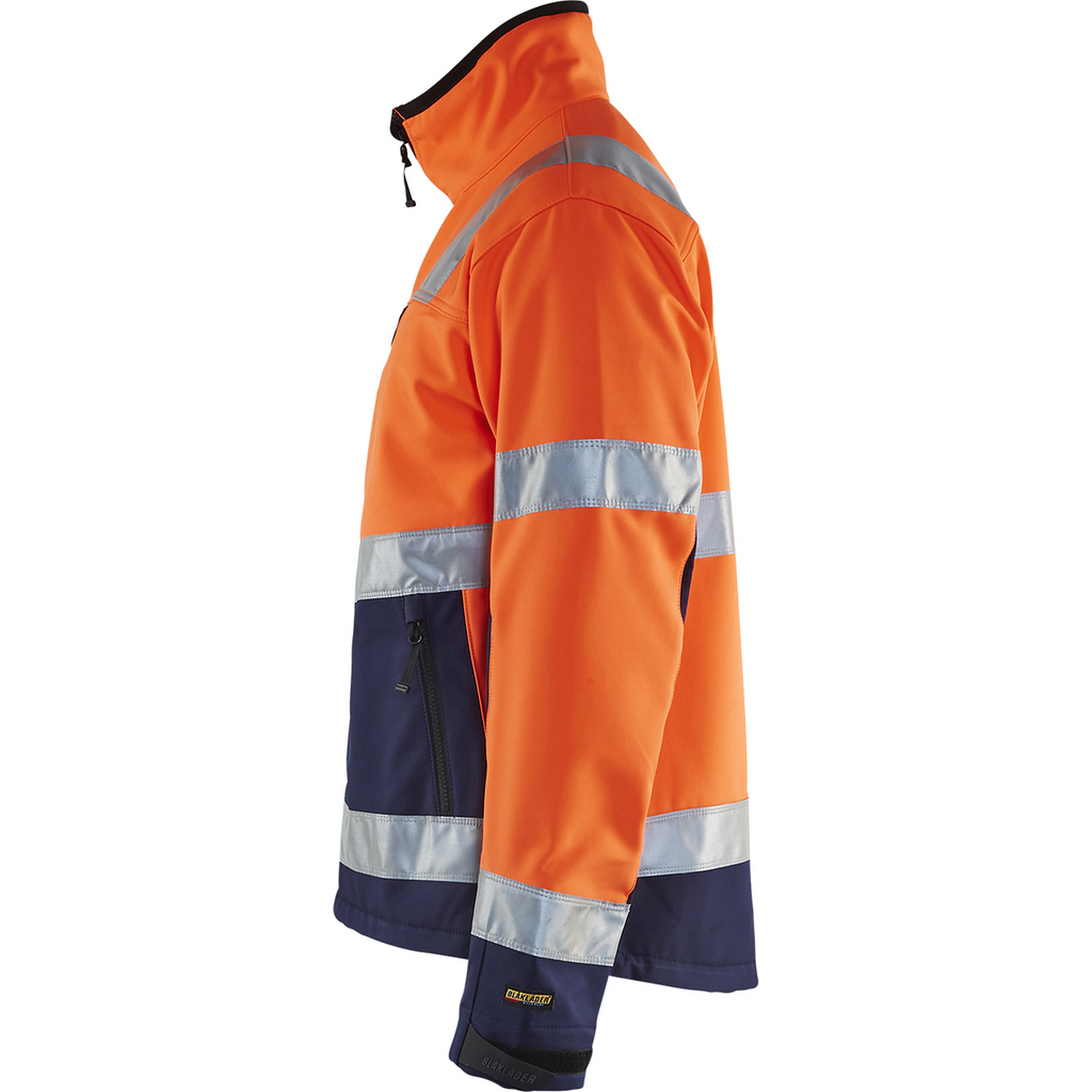 Blaklader High Vis Softshell Jacket, Orange/Navy Blue (3)