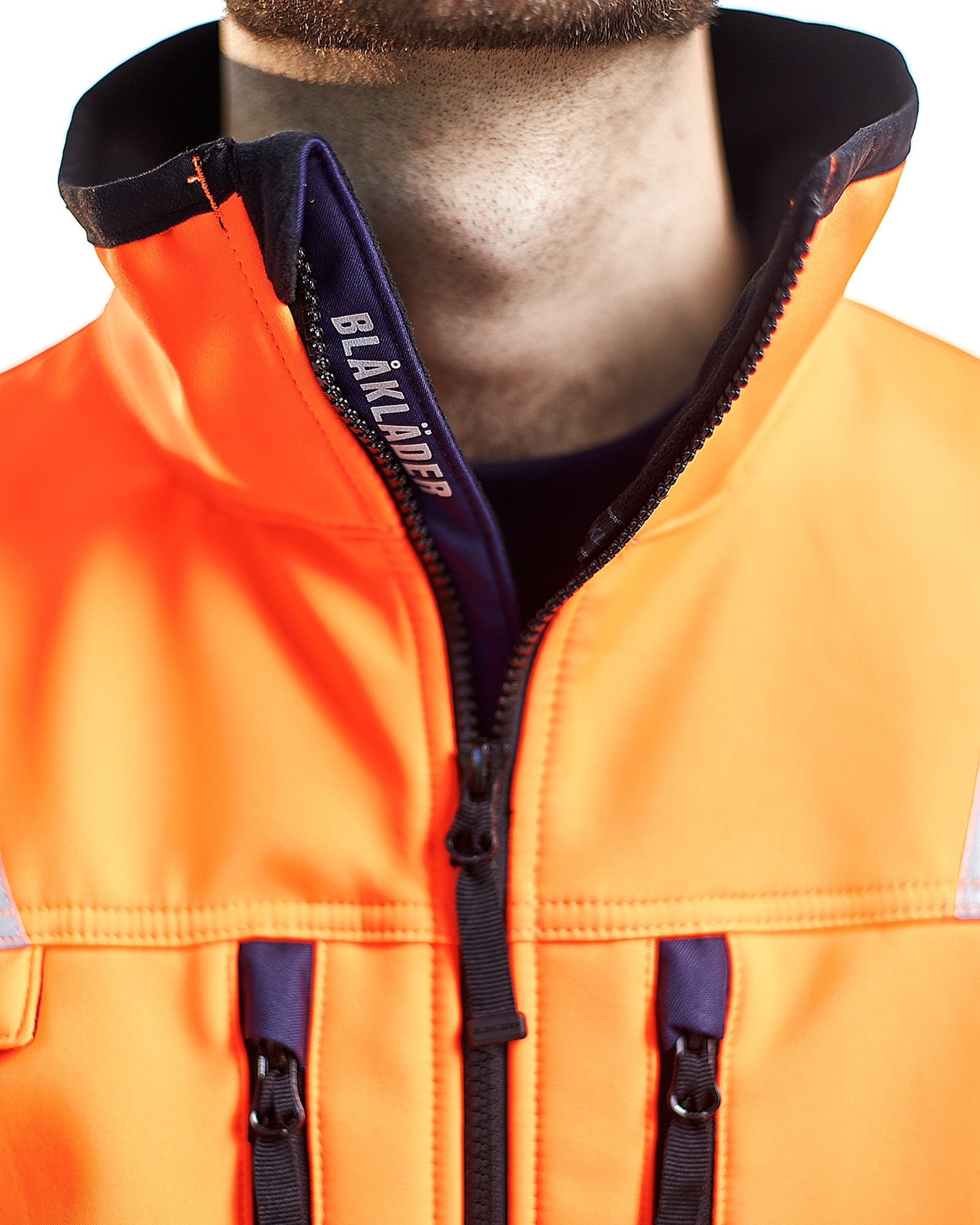 Blaklader High Vis Softshell Jacket, Orange/Navy Blue (5)