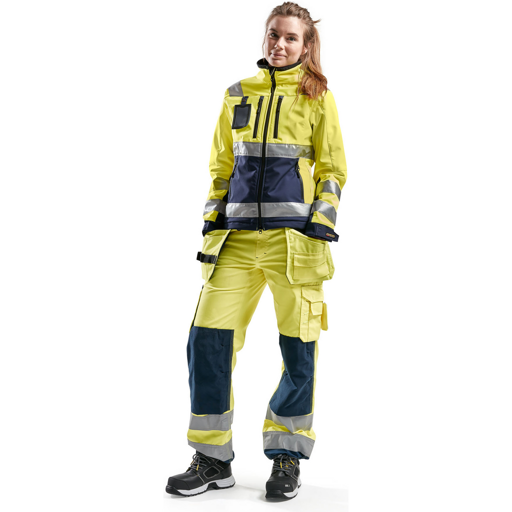 Blaklader High Vis Women's Softshell Jacket, Yellow/Navy Blue (5)