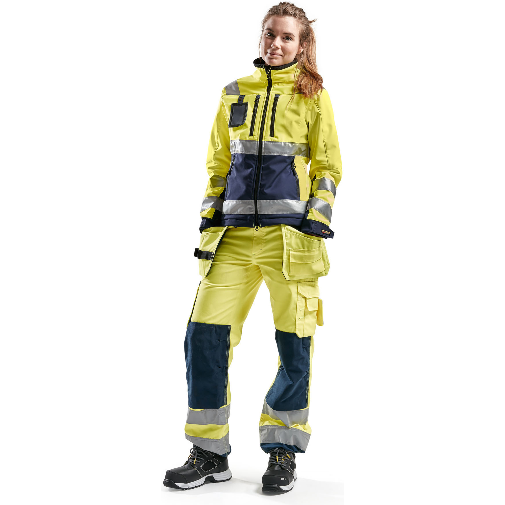Blaklader High Vis Women's Softshell Jacket, Yellow/Navy Blue (5)