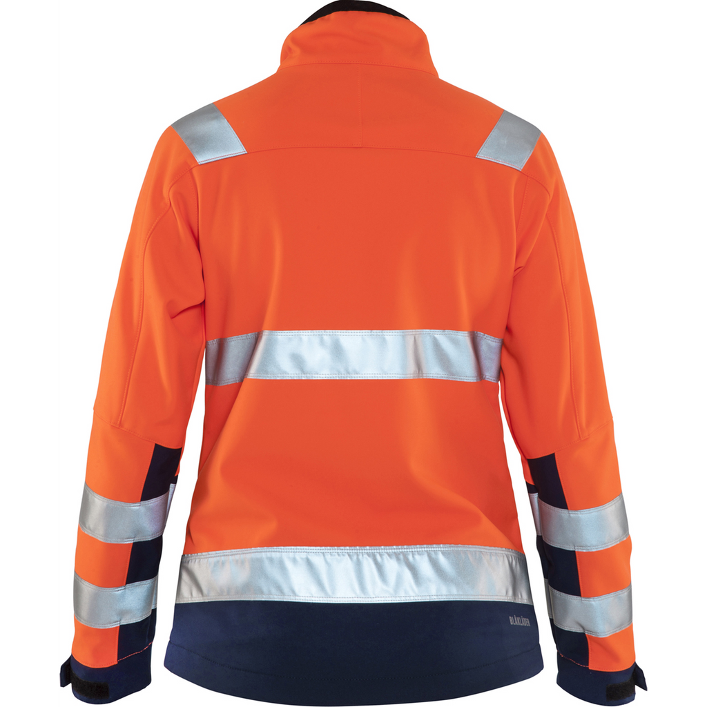 Blaklader High Vis Women's Softshell Jacket, Orange/Navy Blue (4)
