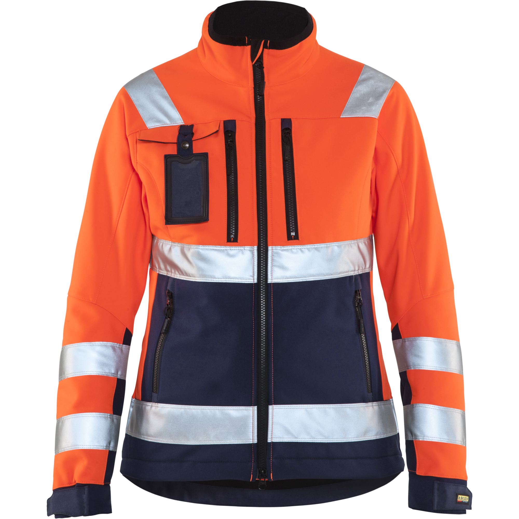 Blaklader High Vis Women's Softshell Jacket, Orange/Navy Blue