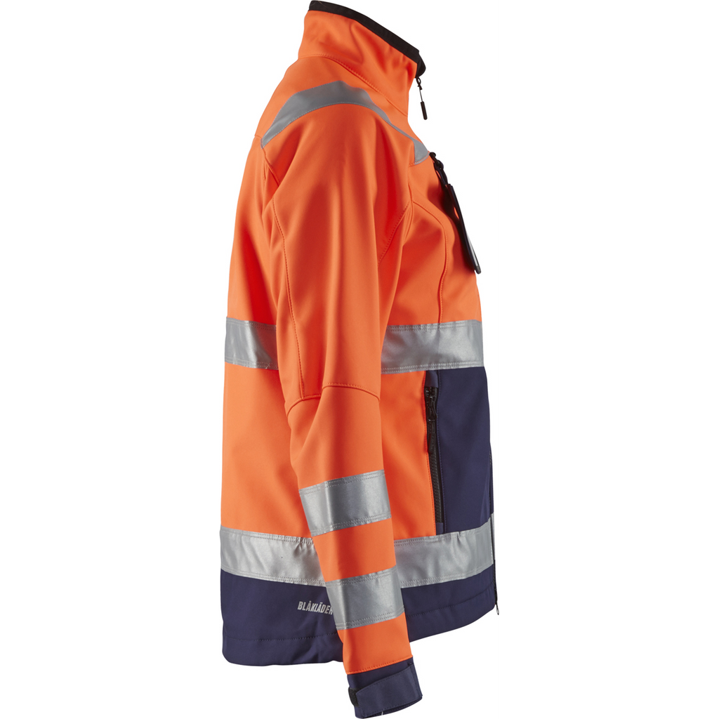 Blaklader High Vis Women's Softshell Jacket, Orange/Navy Blue (2)