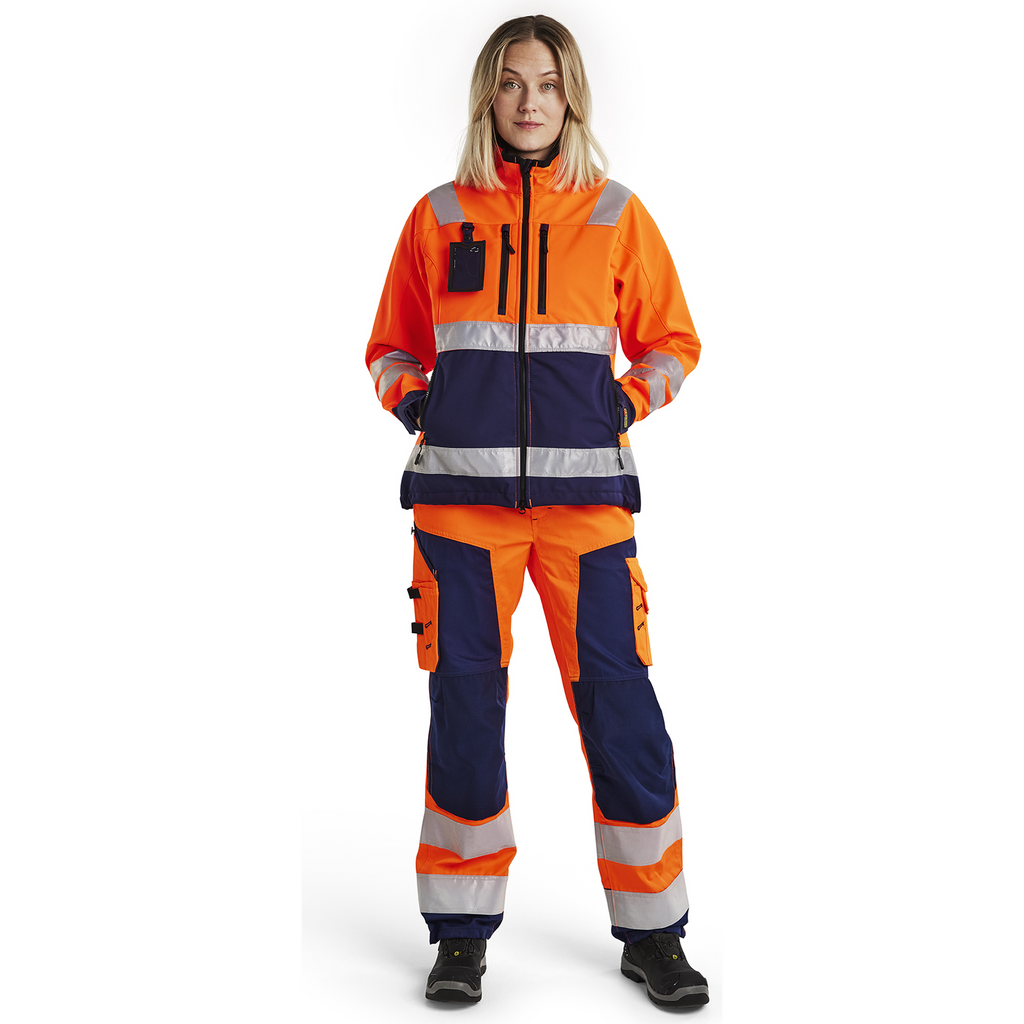 Blaklader High Vis Women's Softshell Jacket, Orange/Navy Blue (5)