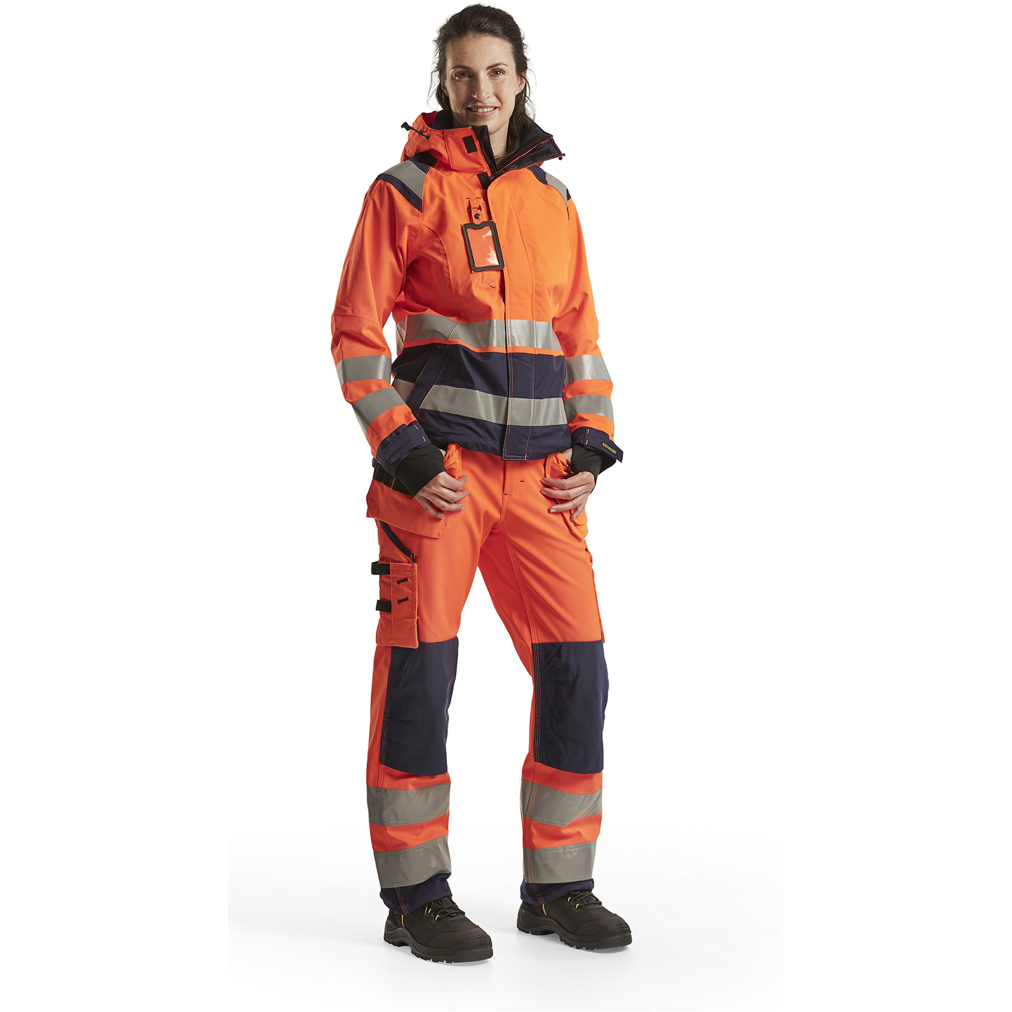 Blaklader High Vis Women's Shell Jacket, Orange/Navy Blue (5)