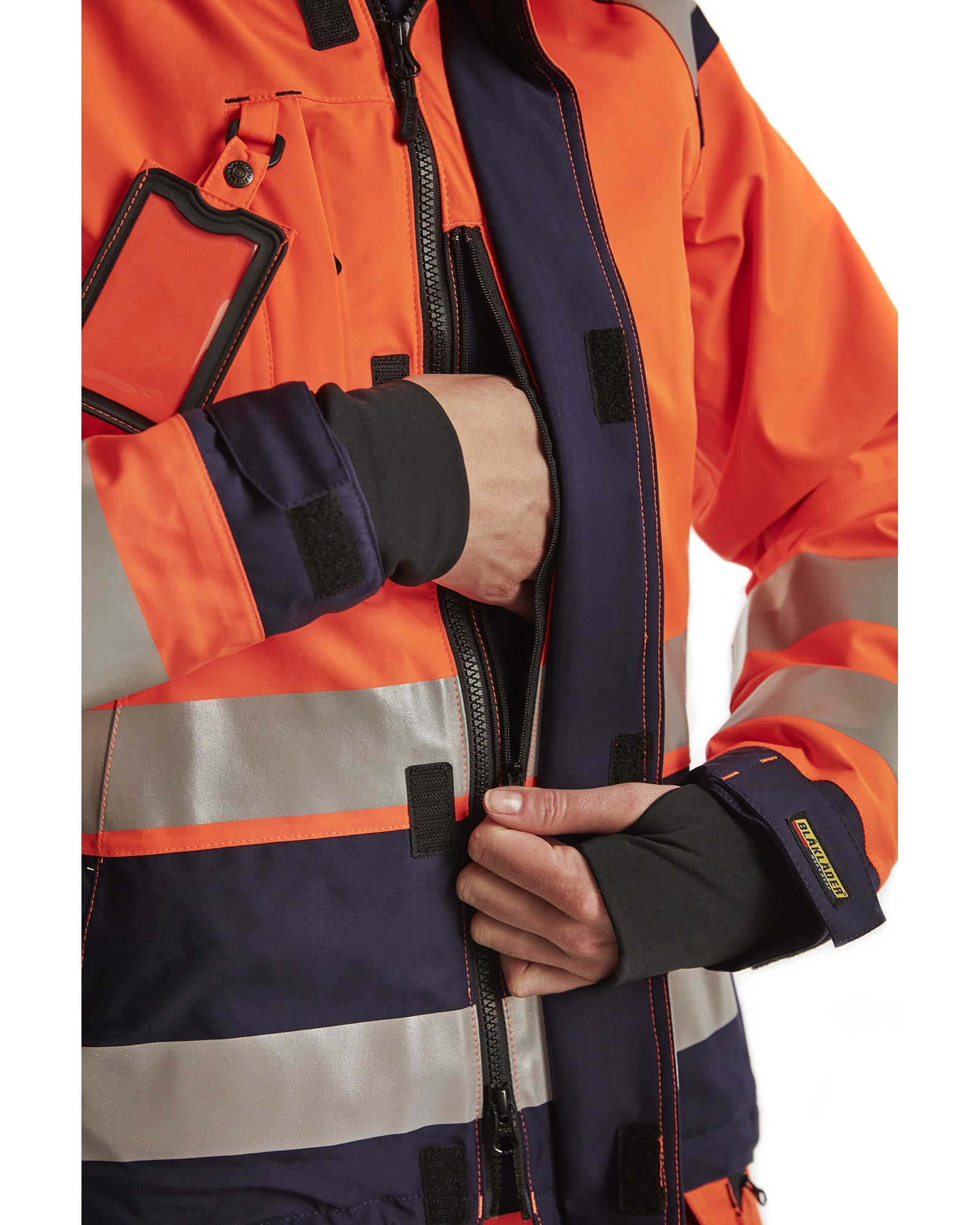 Blaklader High Vis Women's Shell Jacket, Orange/Navy Blue (7)