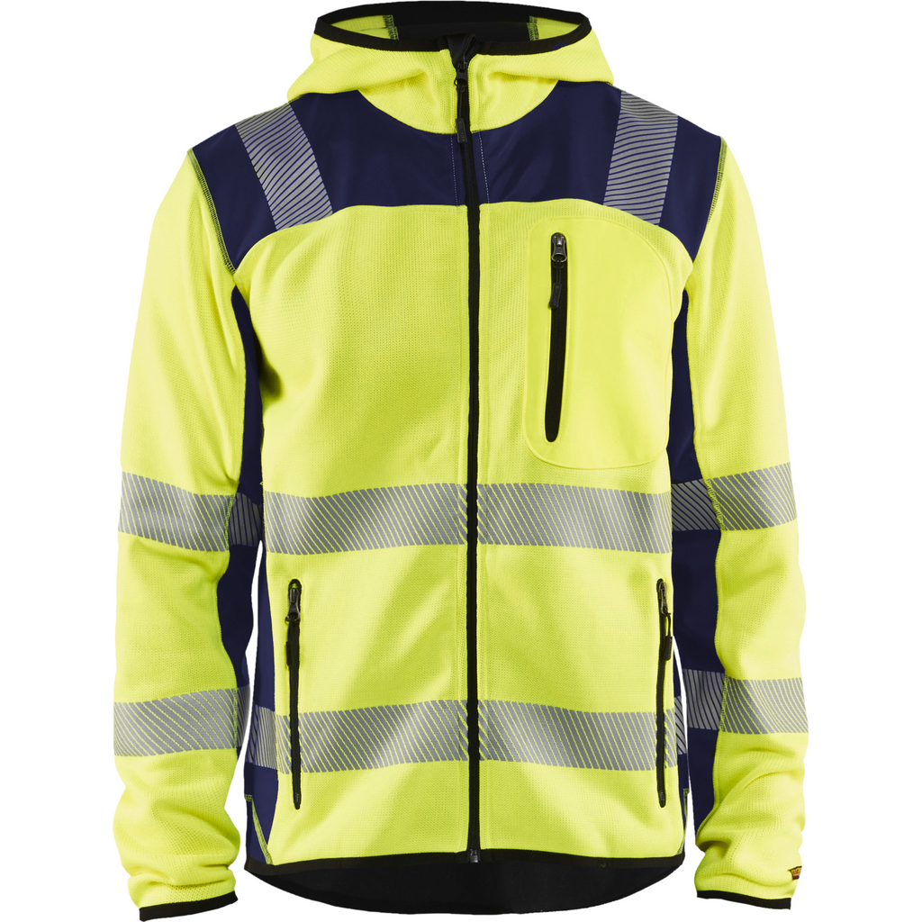 Blaklader High Vis Knitted Jacket, Yellow/Navy Blue