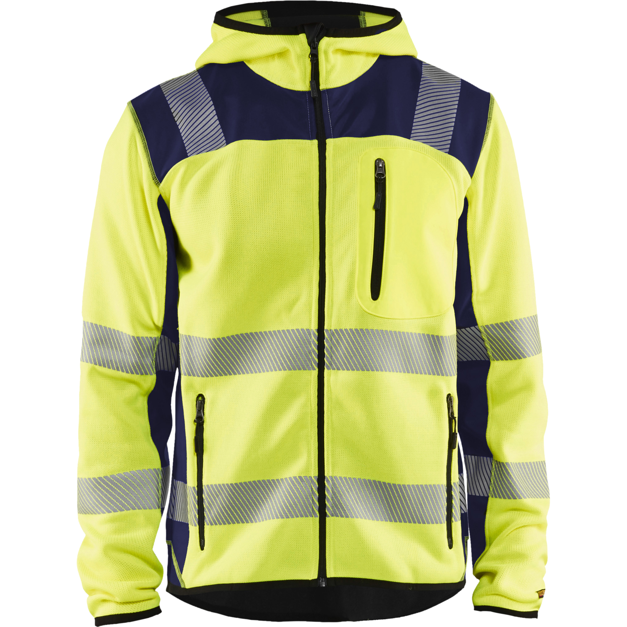 Blaklader High Vis Knitted Jacket, Yellow/Navy Blue