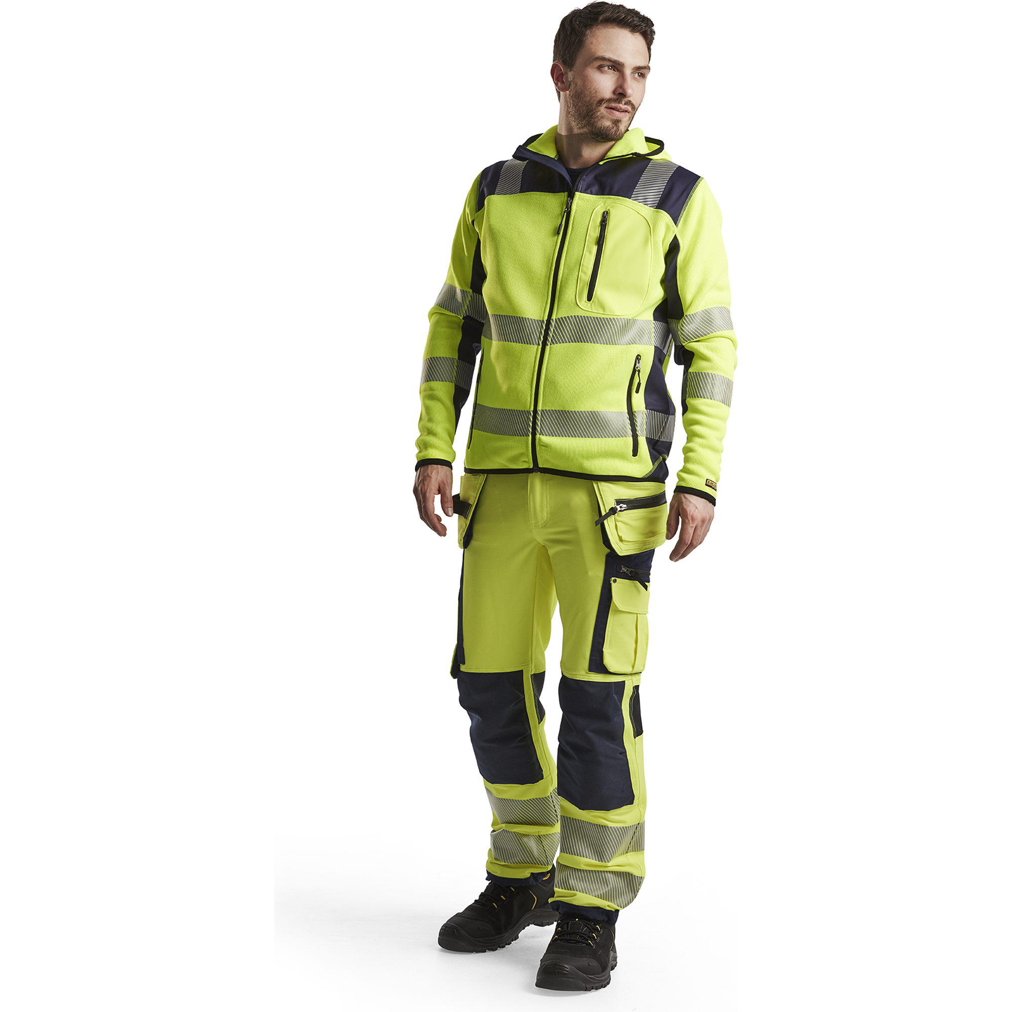 Blaklader High Vis Knitted Jacket, Yellow/Navy Blue (5)