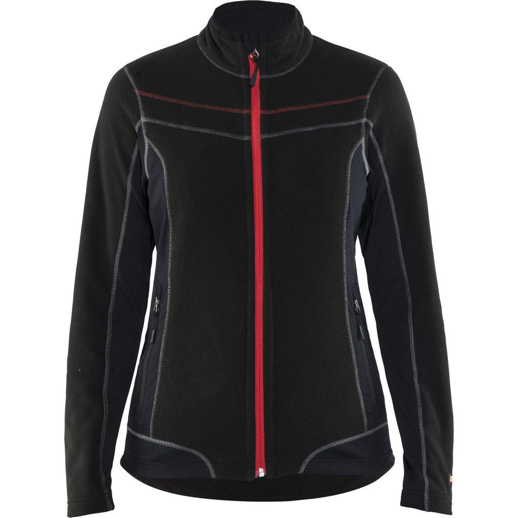 Blaklader Ladies Microfleece Jacket, Black/Red