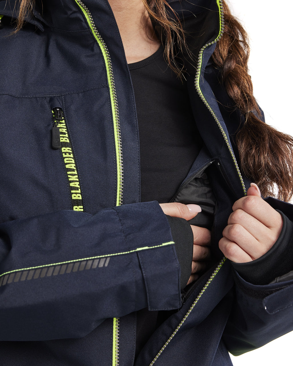 Blaklader Ladies Lined Lightweight Winter Jacket, Dark Navy/Yellow (6)