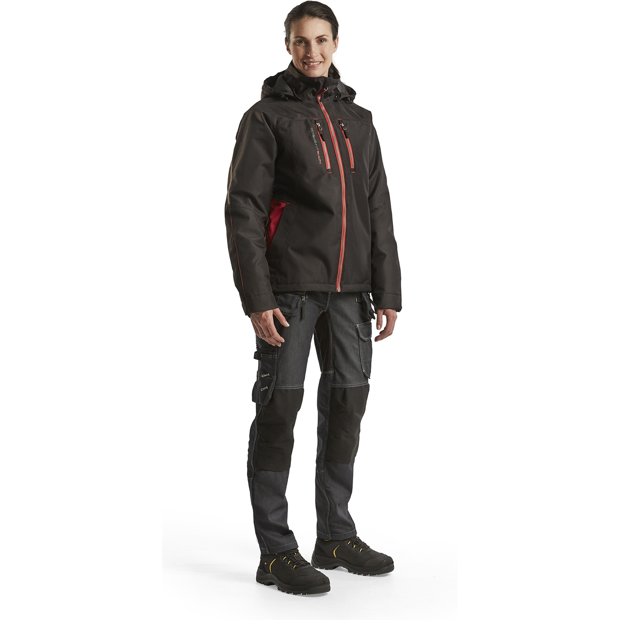 Blaklader Ladies Lined Lightweight Winter Jacket, Black/Red (5)