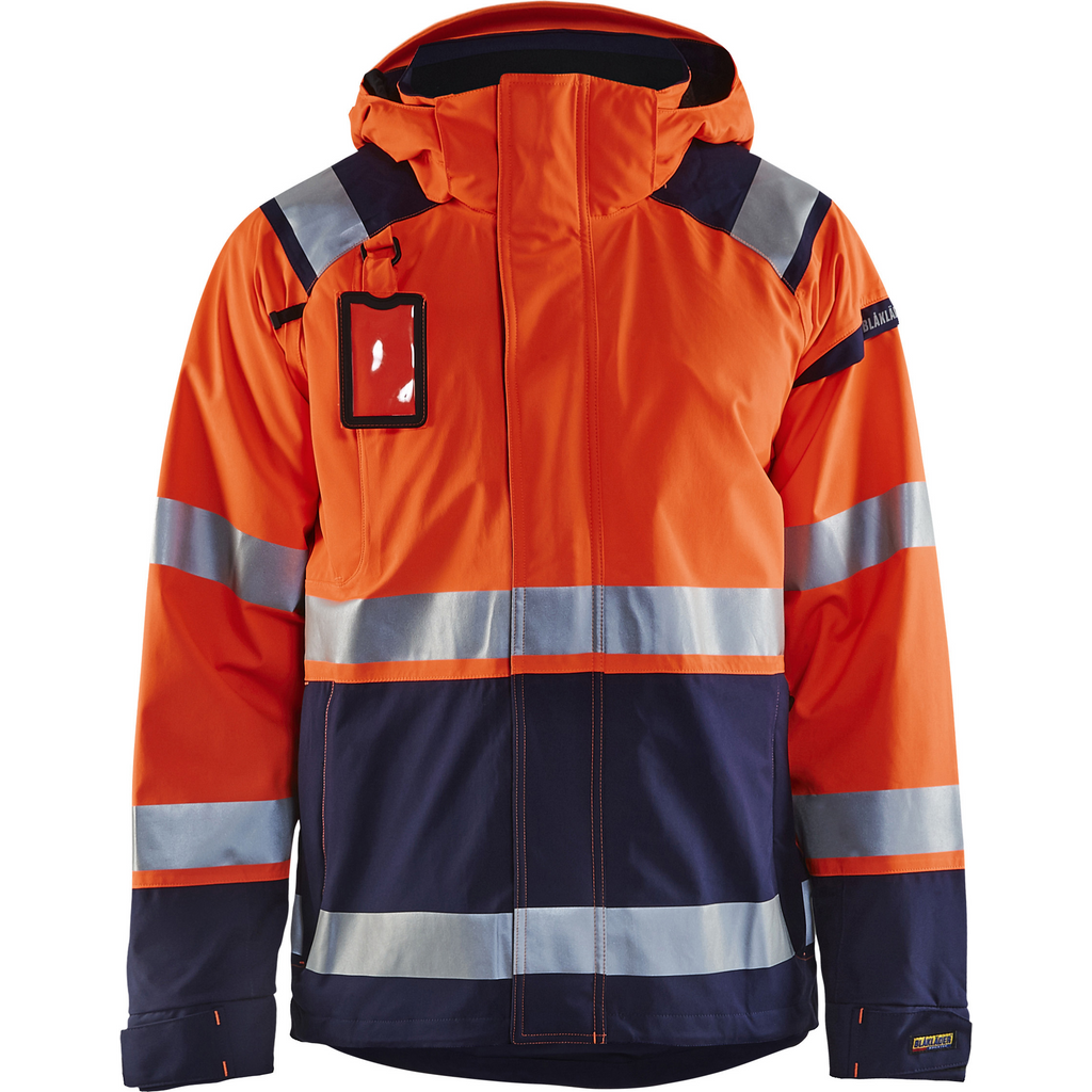 Blaklader High Vis Shell Jacket, Orange/Navy Blue