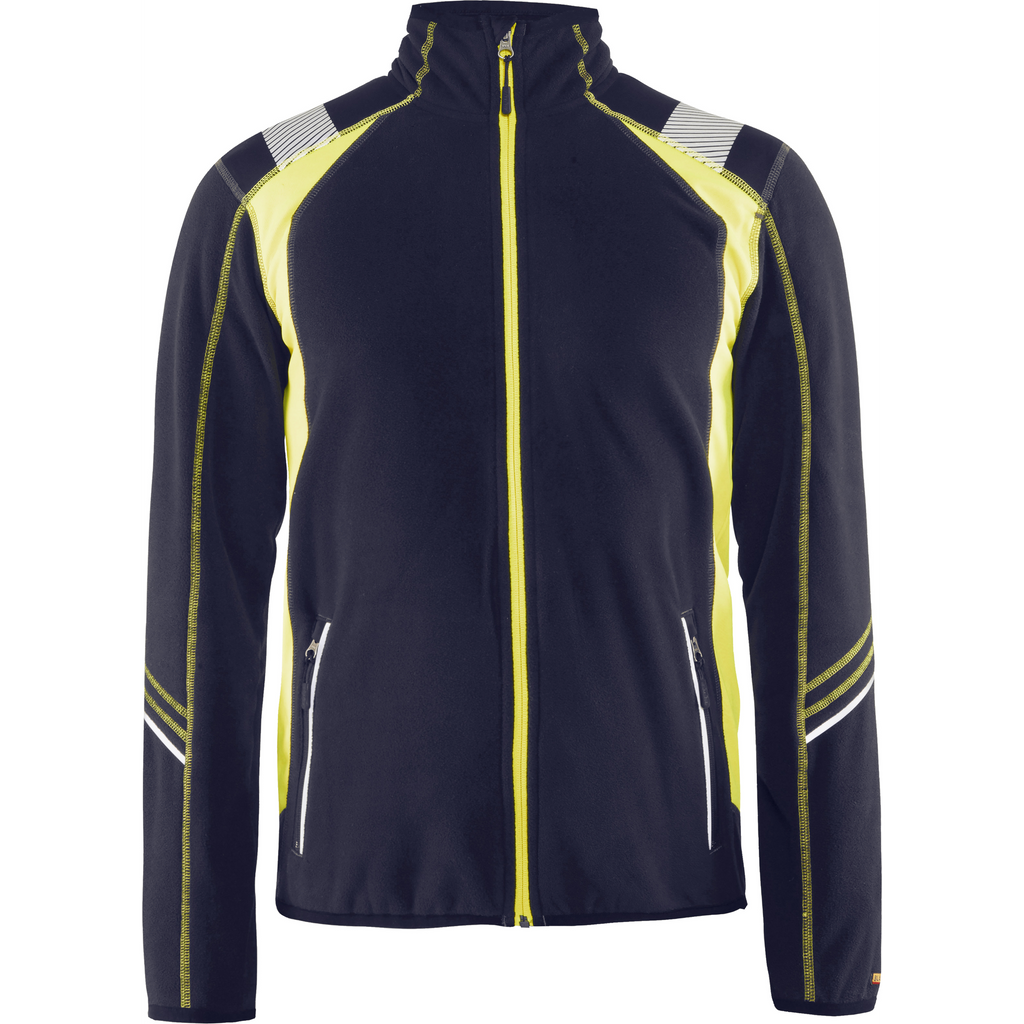 Blaklader Microfleece Jacket, Navy Blue/ Yellow