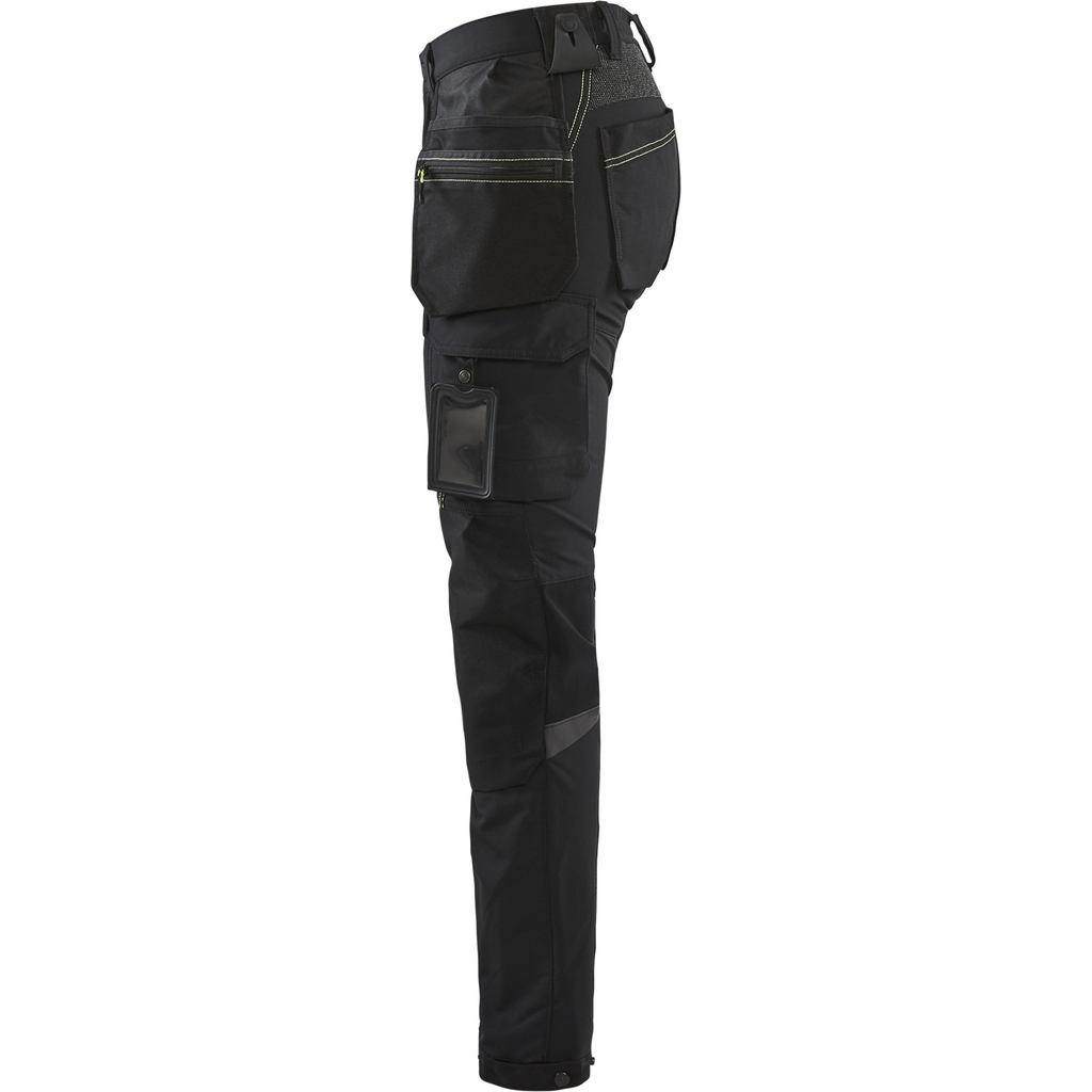 Blaklader Ladies 4-Way Stretch Craftsman Work Trousers, Black/Yellow (3)