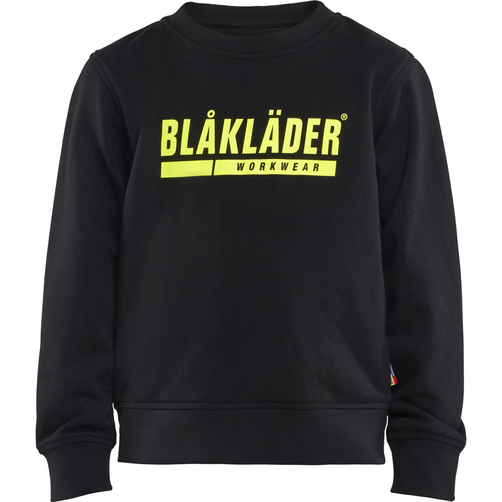 Blaklader Kids Sweatshirt, Black/High Vis Yellow