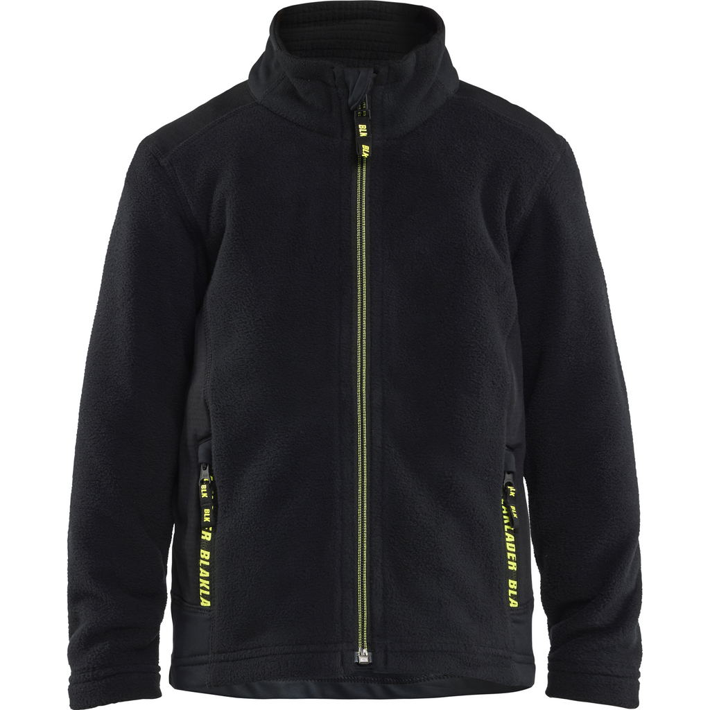 Blaklader Kids Microfleece Pullover, Black/High Vis Yellow