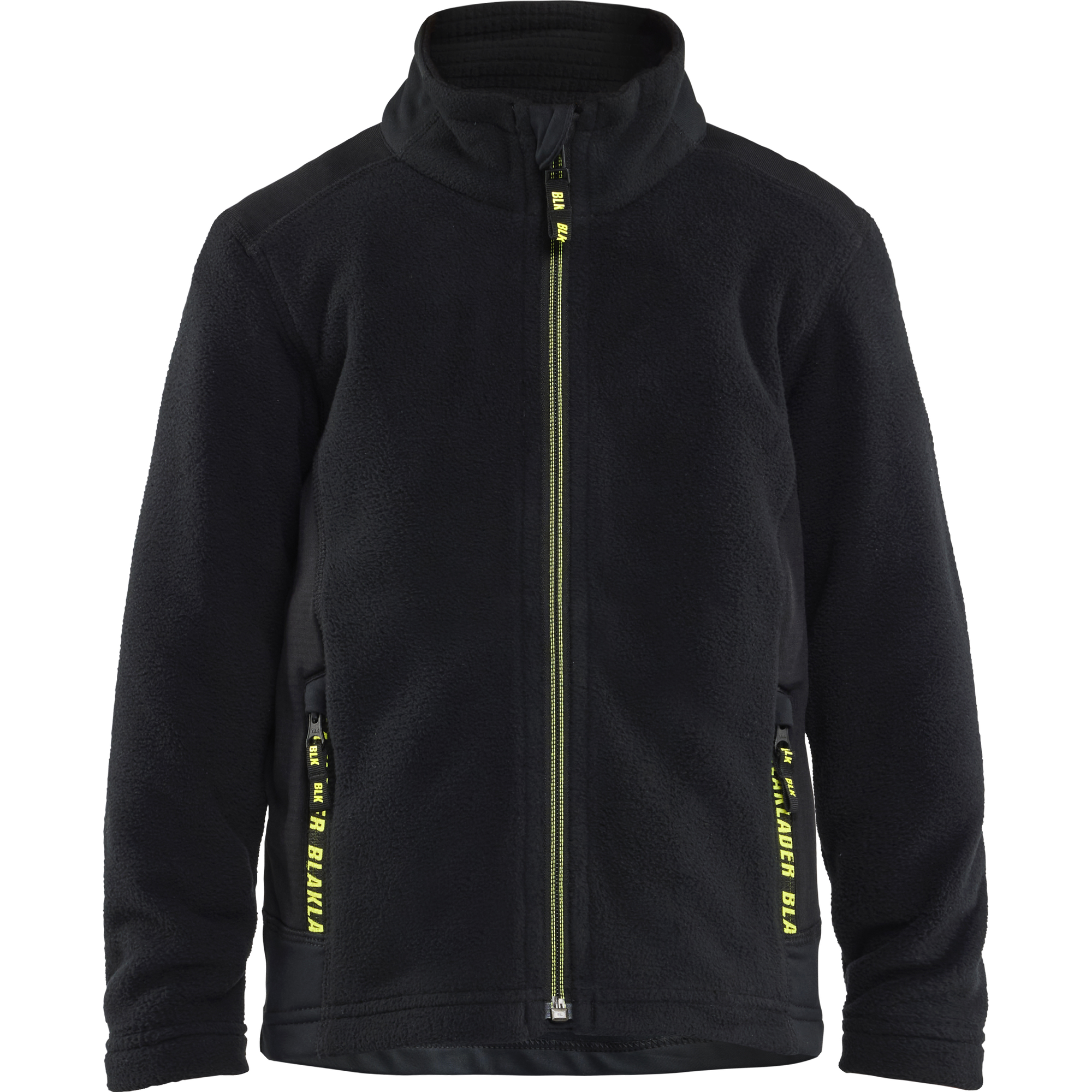 Blaklader Kids Microfleece Pullover, Black/High Vis Yellow