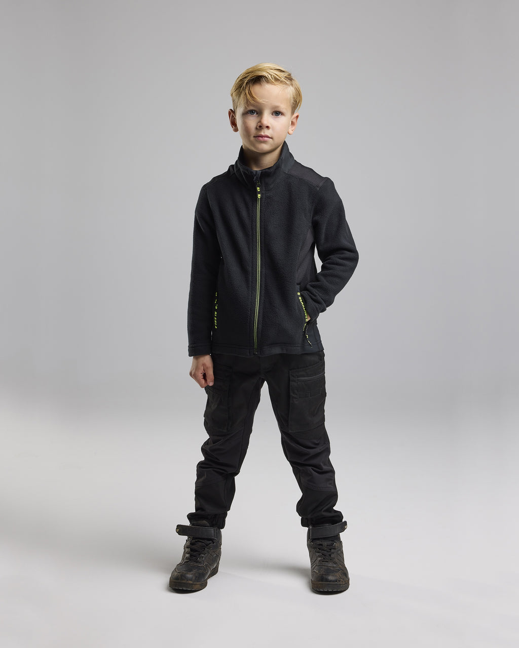 Blaklader Kids Microfleece Pullover, Black/High Vis Yellow (5)
