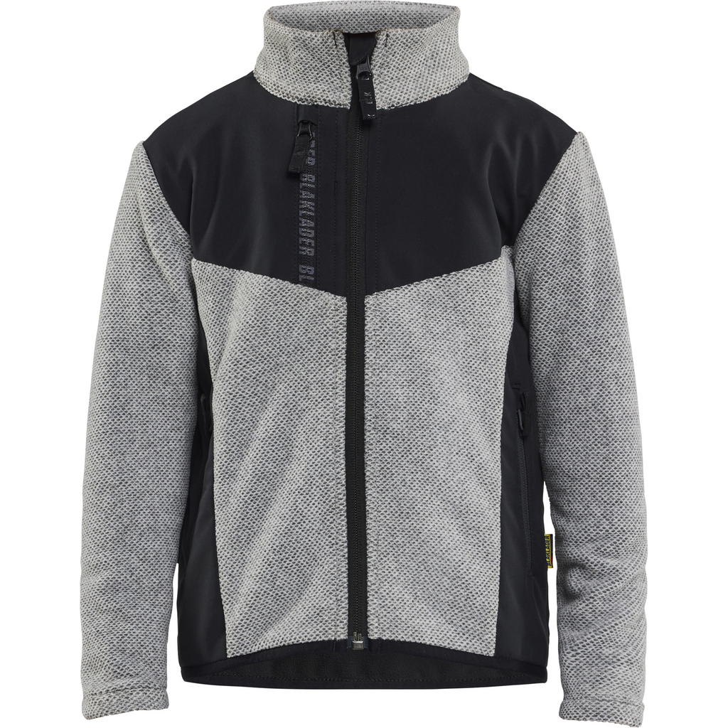 Blaklader Kids Knitted Fleece Pullover, Grey Melange/Black