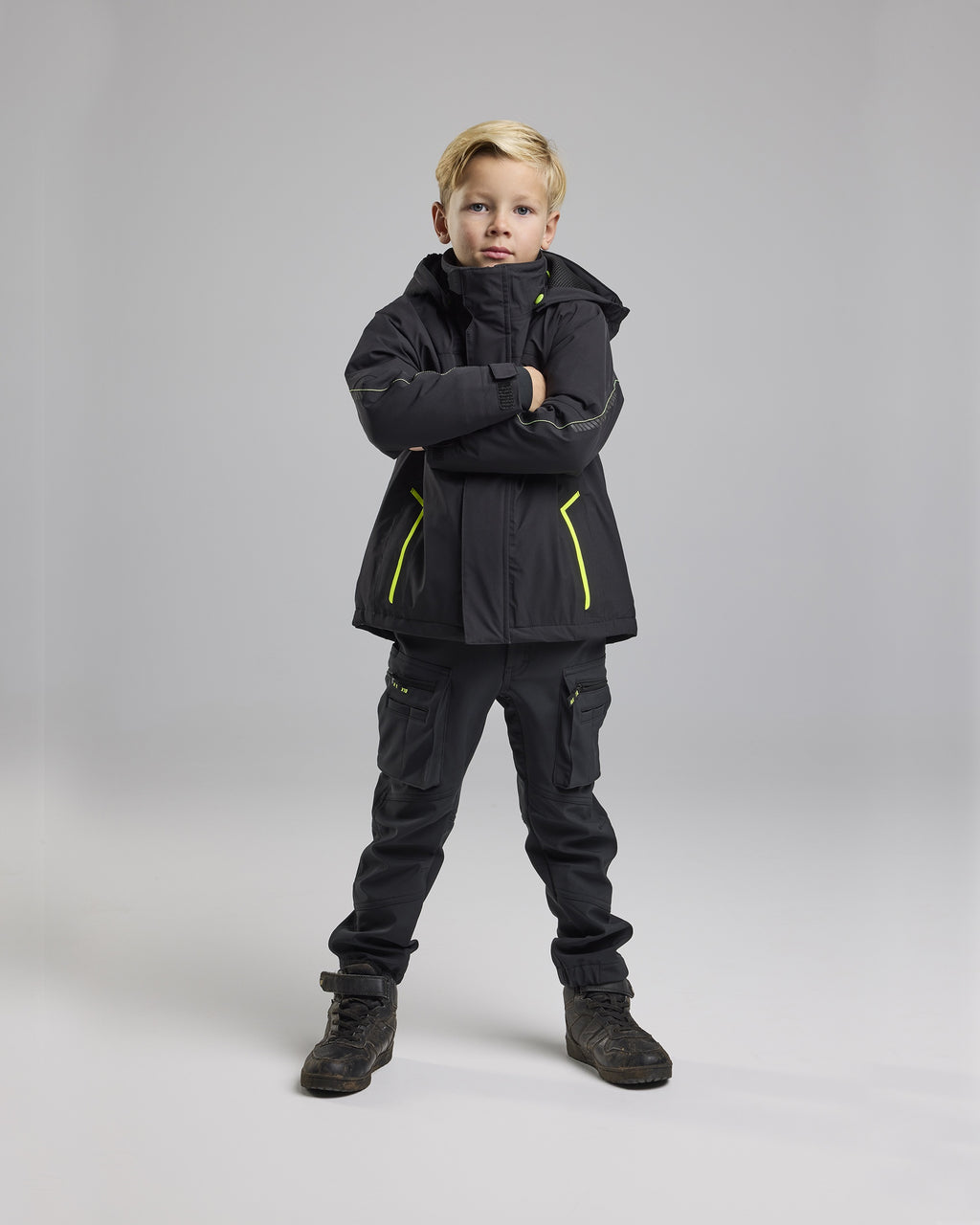 Blaklader Children's Winter Jacket Stretch Lightly Lined, Black/High Vis Yellow (5)
