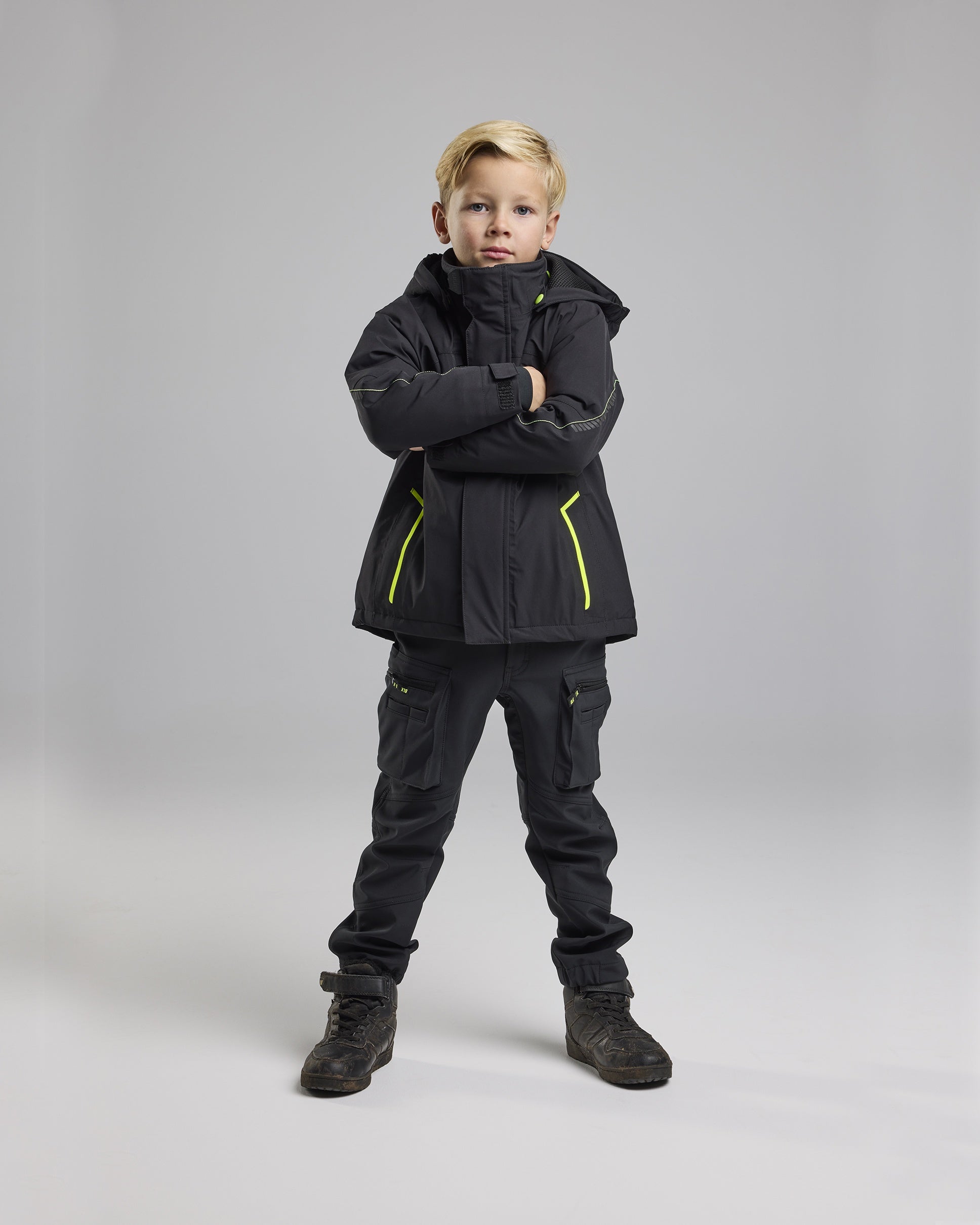 Blaklader Children's Winter Jacket Stretch Lightly Lined, Black/High Vis Yellow (5)