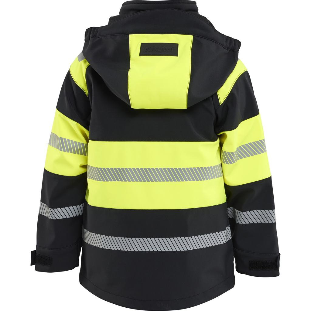 Blaklader Kids Softshell Jacket, Black/High Vis Yellow (4)