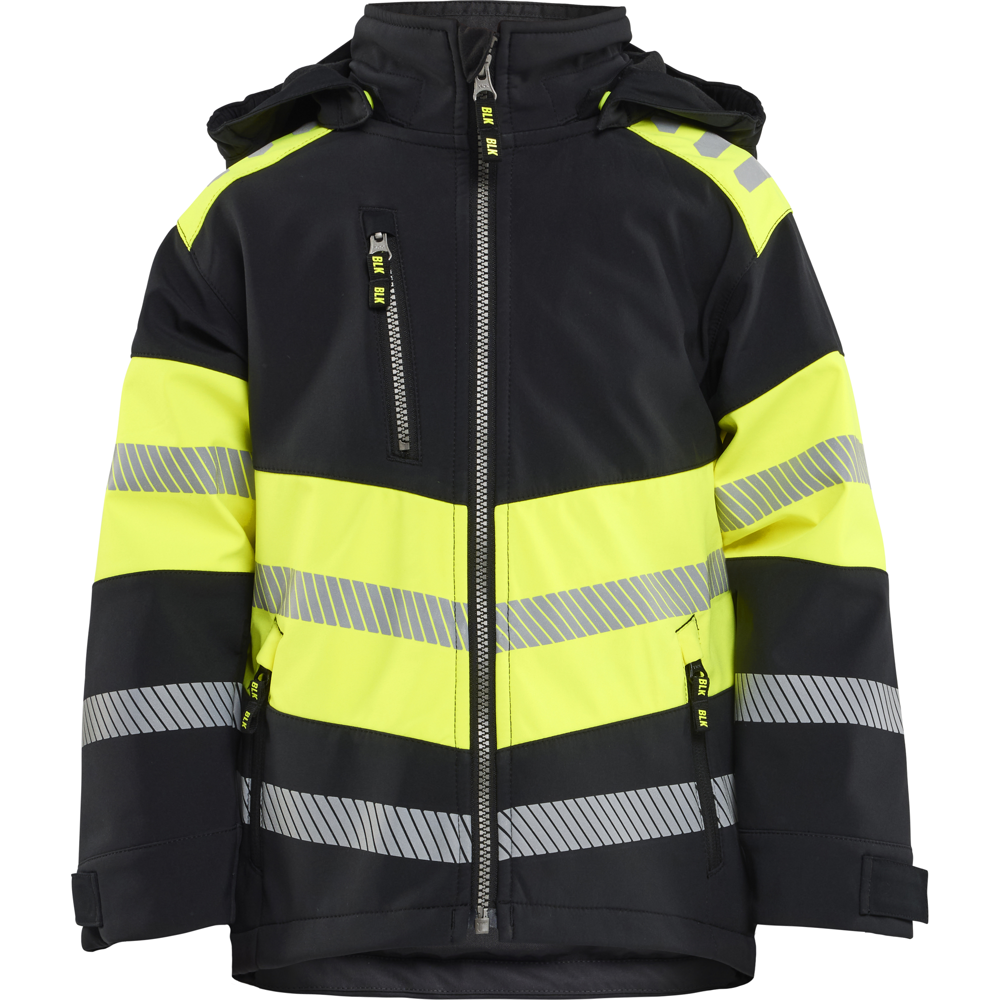 Blaklader Kids Softshell Jacket, Black/High Vis Yellow