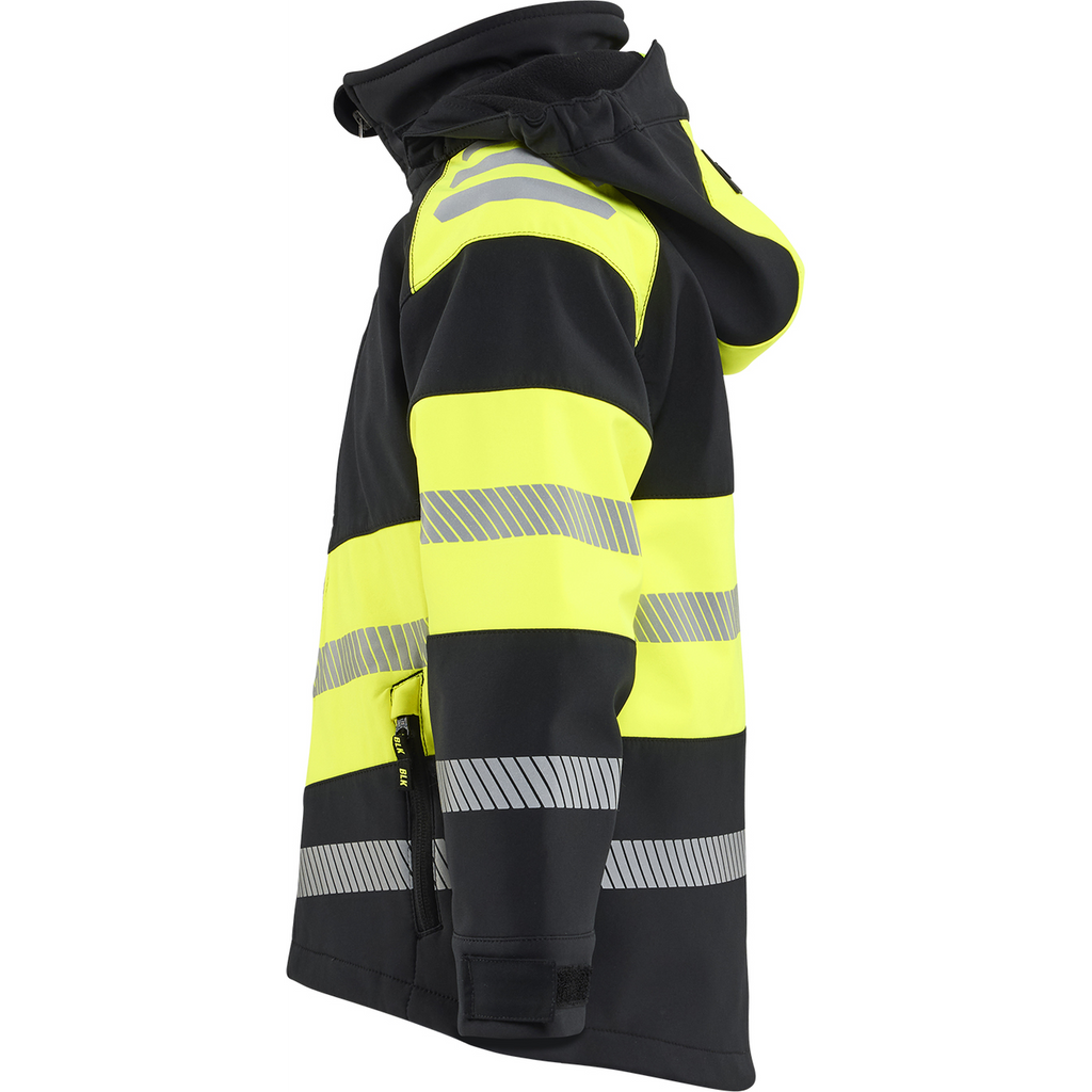 Blaklader Kids Softshell Jacket, Black/High Vis Yellow (3)