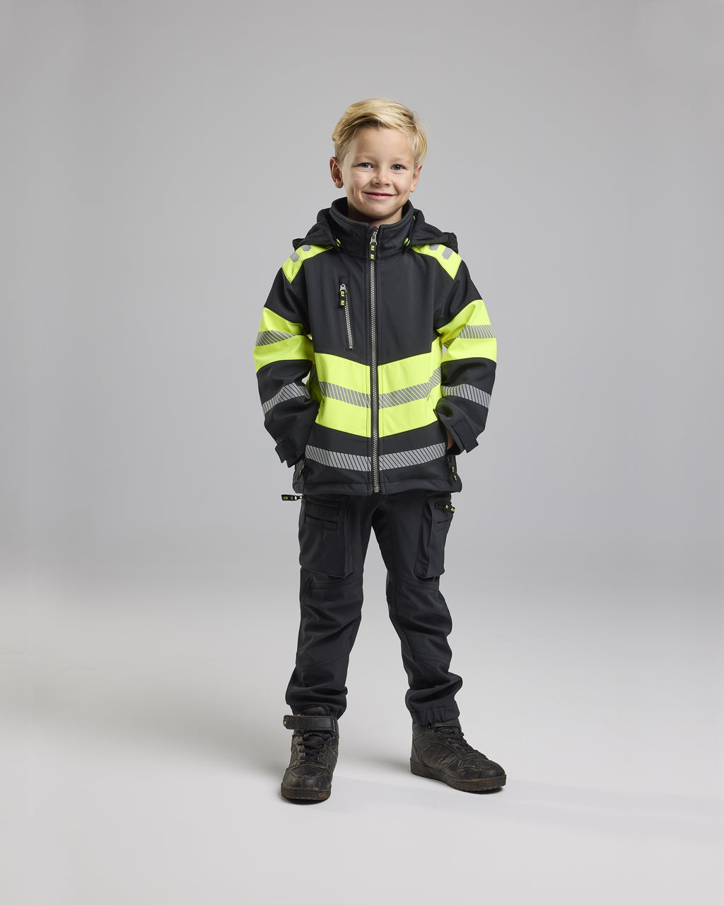 Blaklader Kids Softshell Jacket, Black/High Vis Yellow (5)