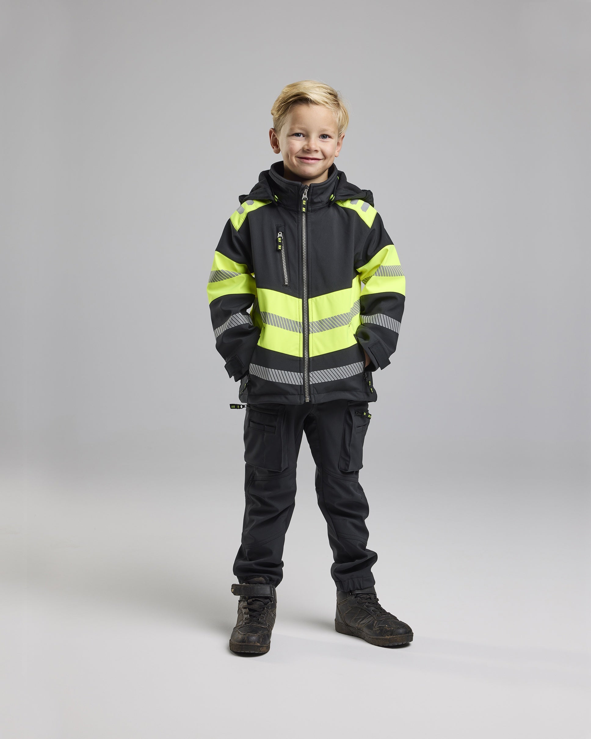 Blaklader Kids Softshell Jacket, Black/High Vis Yellow (5)