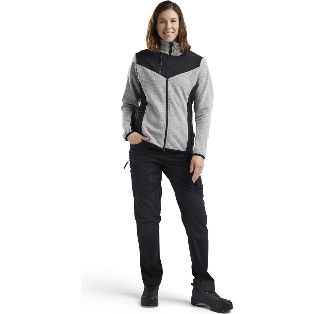 Blaklader Ladies' Softshell Knitted Jacket, Grey Melange/Black (5)