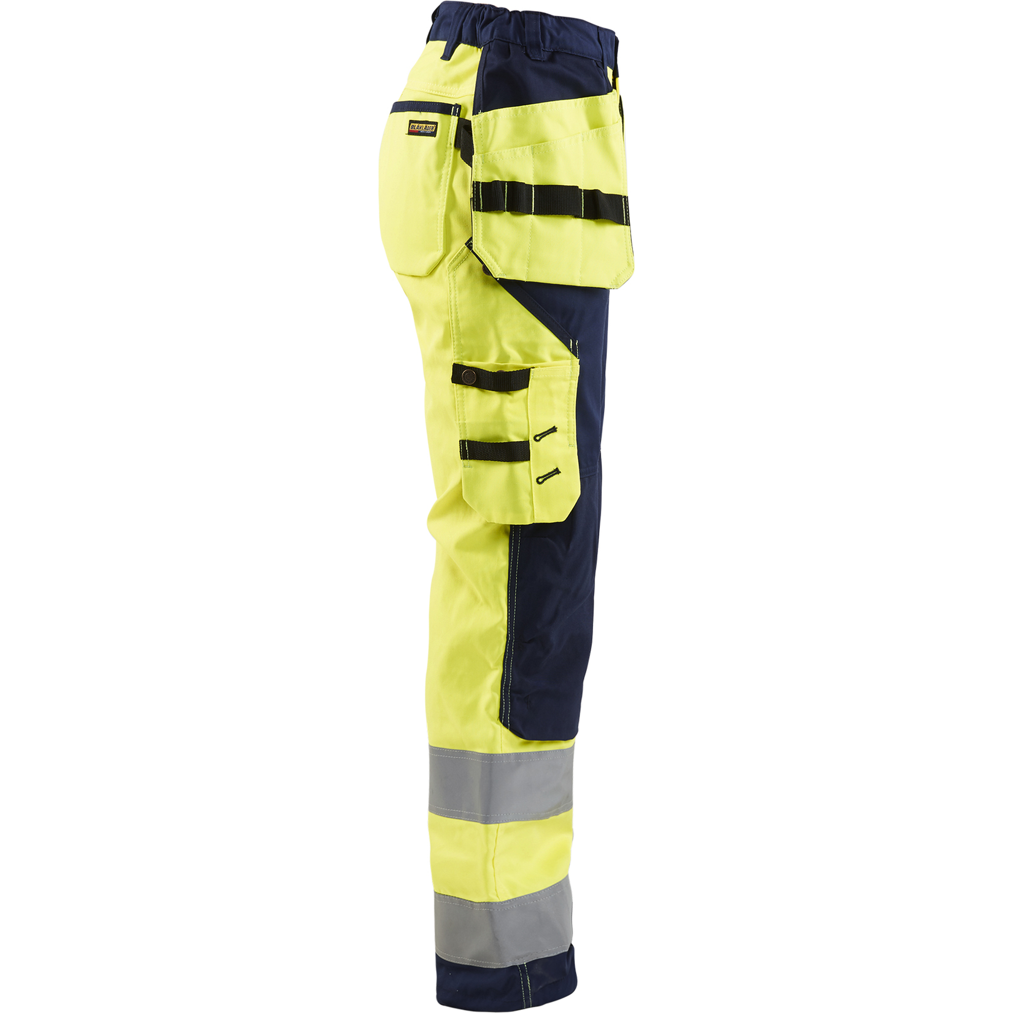Blaklader High Vis Ladies Work Trousers with Tool Pockets, Yellow/Navy